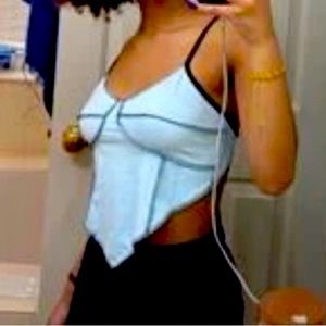 Crop Blue & Black Cami Banana Crop Top